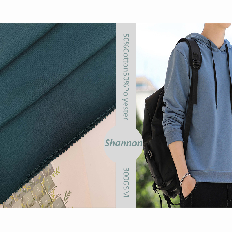 50% cotton 50% polyester CVC Pháp áo hoodie giản dị Vải dệt kim