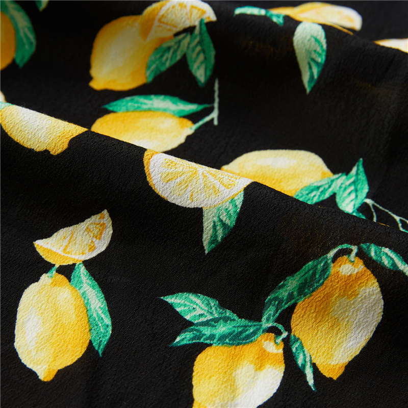 Lemon in kỹ thuật số crepe 53% viscose 47% rayon poplin vải Hawaii kỳ lạ