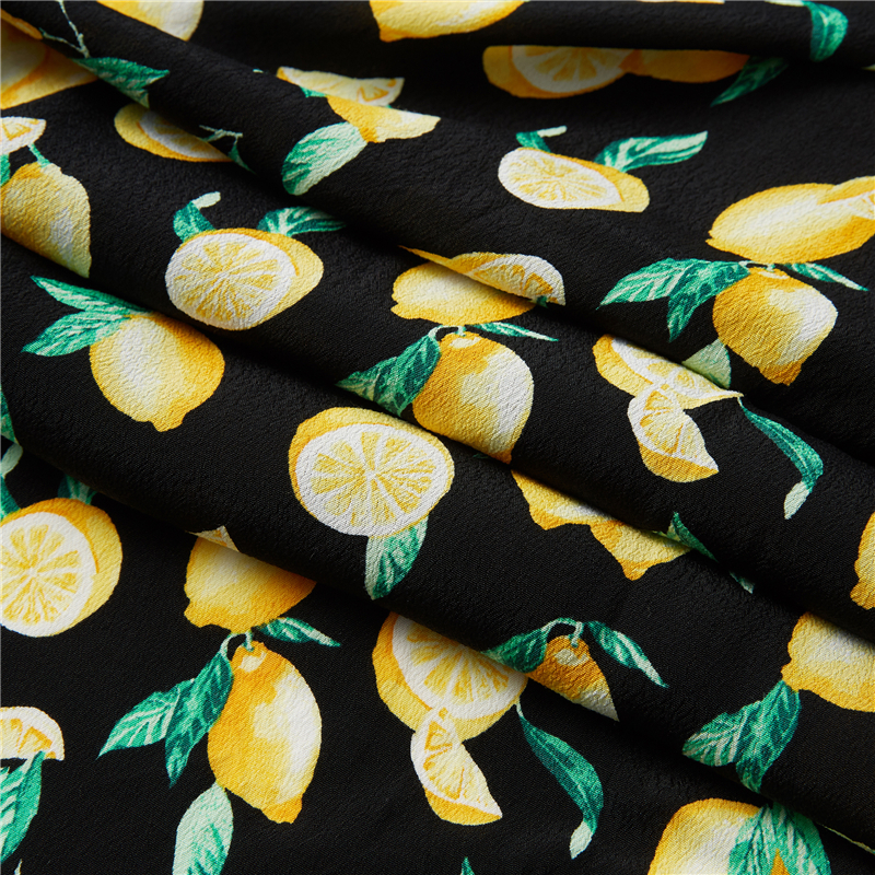 Lemon in kỹ thuật số crepe 53% viscose 47% rayon poplin vải Hawaii kỳ lạ