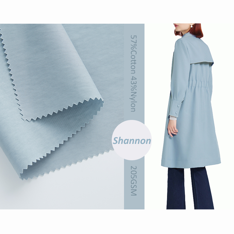 Thuốc nhuộm trơn 57% cotton 43% nylon twill vải áo khoác thường thân thiện với môi trường